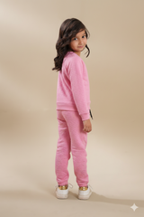 Pink Quilted Winter Suit with Neck Slit | Cozy 2-Piece Lounge Set