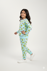 Pikachu Printed Kids Fleece Suit | Warm Winter Tracksuit for Girls