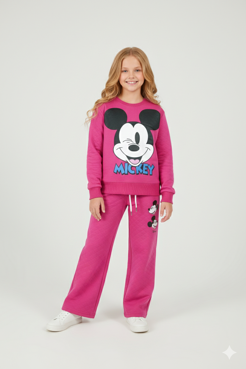 Mickey Mouse Cotton Interlock Set – Sweatshirt & Wide Leg Trouser