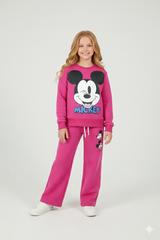 Mickey Mouse Cotton Interlock Set – Sweatshirt & Wide Leg Trouser