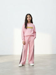 Girls Pink Garfield Printed Tracksuit Set