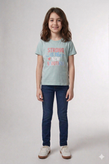 Girls Soft Cotton T Shirt-Powder blue