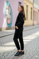 Kids Velvet Tracksuit – Black