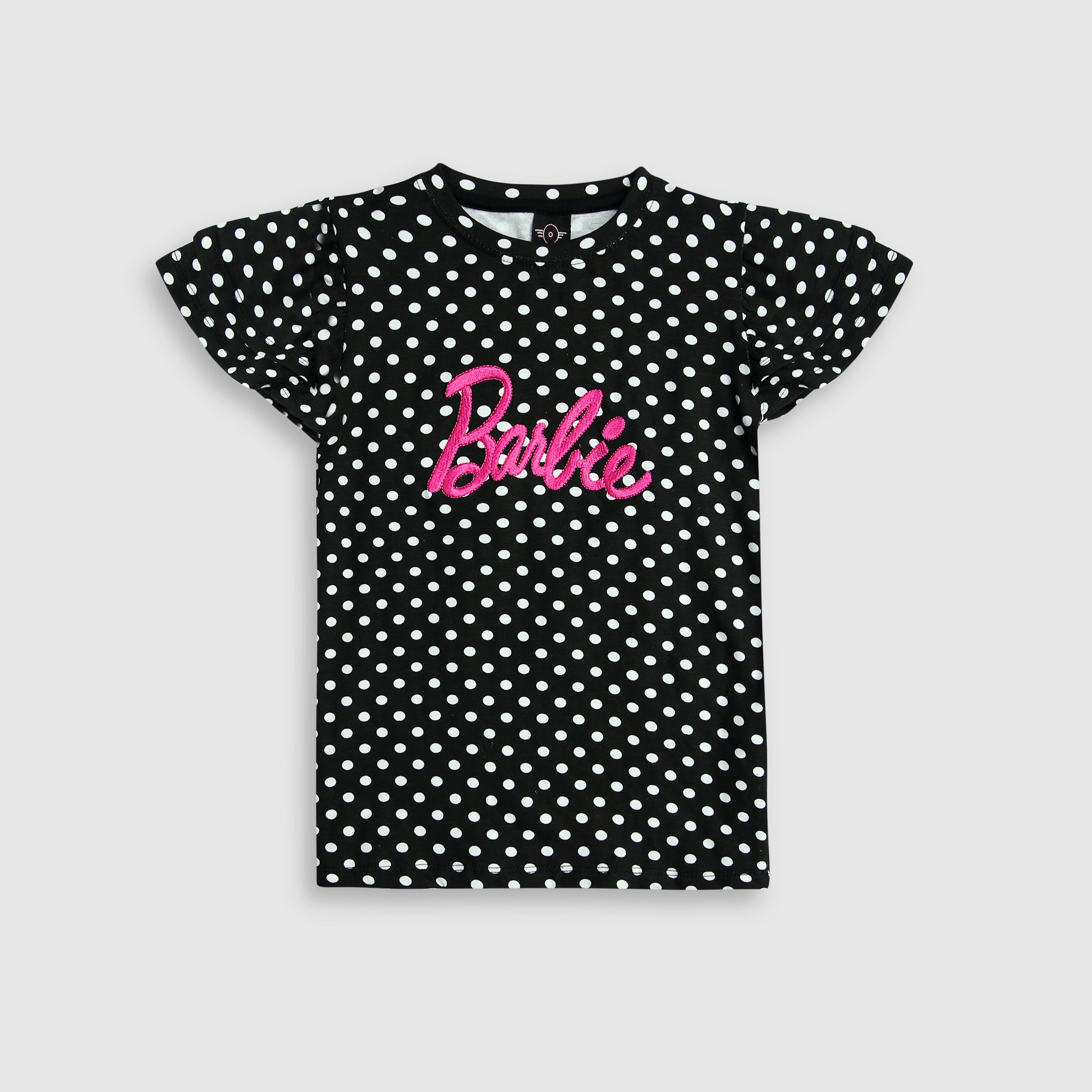 Girls Pure Cotton Polka Dots Barbie Slogan T-Shirt