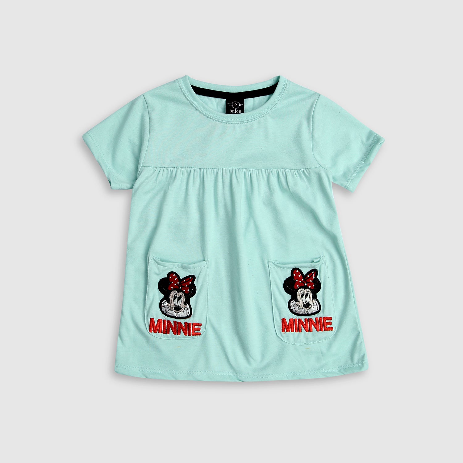 Girls Pure Cotton 2 Pocket Minnie Embroidered T-shirt Frock