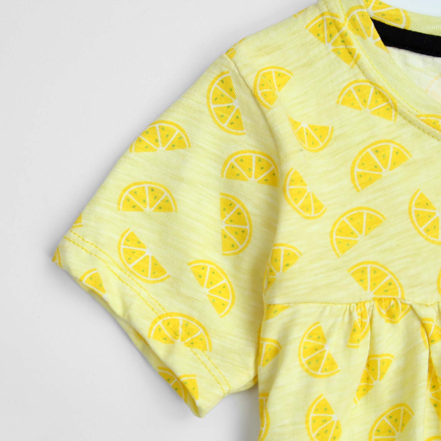 Girls Pure Cotton "Allover Printed"Yellow T-shirt Frock