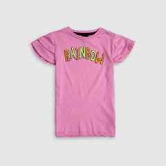 Girls Pure Cotton "Rainbow" Slogan T-Shirt