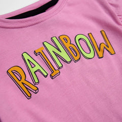 Girls Pure Cotton "Rainbow" Slogan T-Shirt