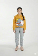 Kids Dumbo yellow Short Body hoodie suit with Grey Trouser