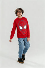Kids Red Fleece Spiderman Sweatshirt