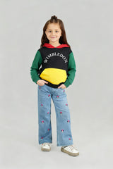 Kids Wimbledon Color-Block Fleece Hoodie – Black, Green & Yellow