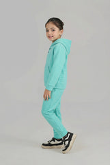 Kids Quilted turquoise Tracksuit | 2-Piece Hoodie & trouser Set | Winter Cotton Outfit