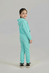 Kids Quilted turquoise Tracksuit | 2-Piece Hoodie & trouser Set | Winter Cotton Outfit
