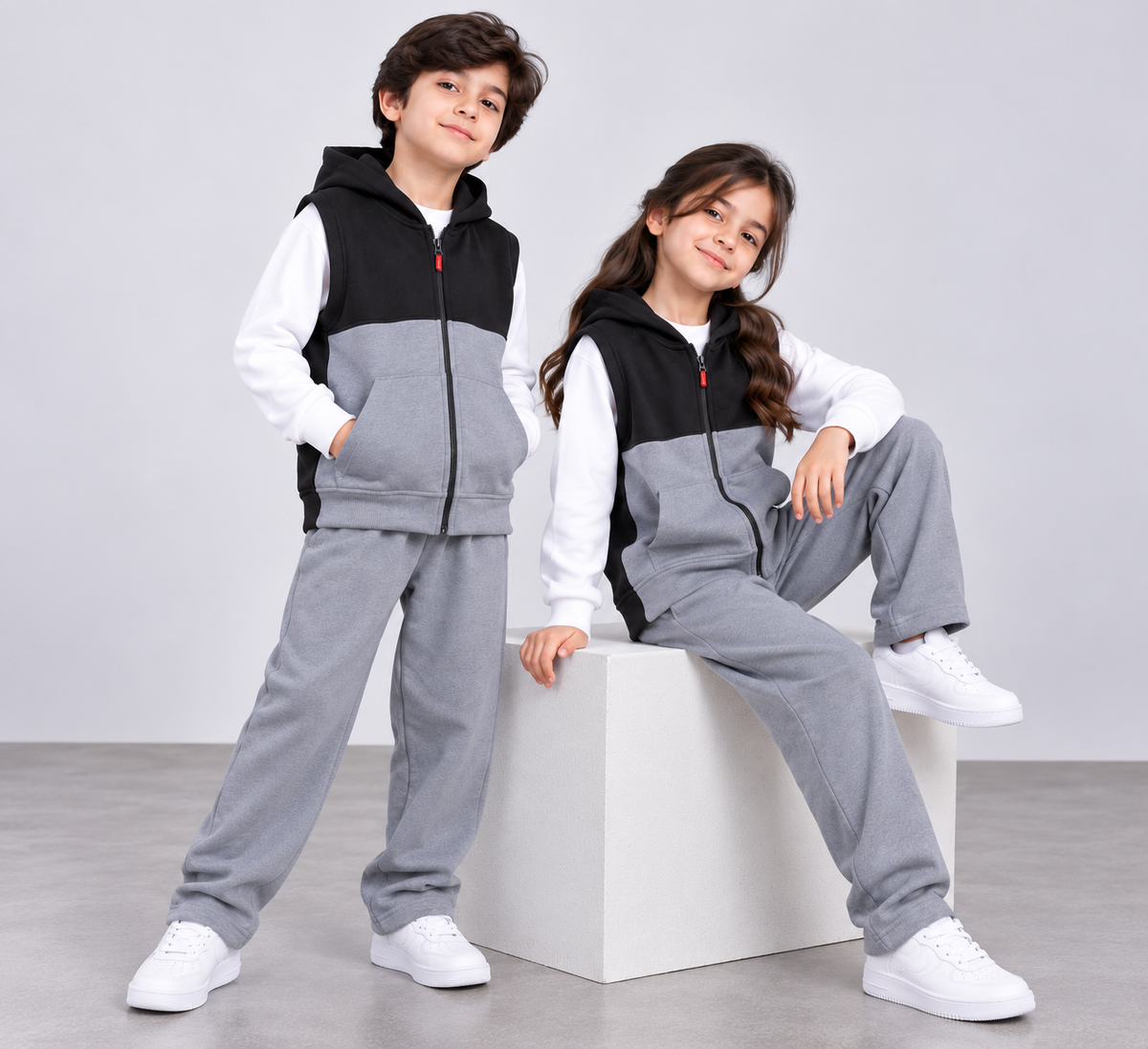Kids  Sleeveless Hooded Tracksuit
