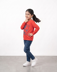 Girls Red Vintage Mickey Mouse Graphic Crewneck Sweatshirt