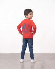 Girls Red Vintage Mickey Mouse Graphic Crewneck Sweatshirt