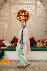 Mint Green Embroidered Kurta Set with Pink Dupatta