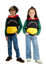 Kids Wimbledon Color-Block Fleece Hoodie – Black, Green & Yellow