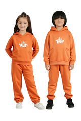 Burnt Orange Fleece Tracksuit – Cozy Winter Hoodie & Jogger Set for Kids