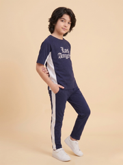 Premium Boys "Los Angeles" Navy & White Tracksuit Set | 100% Cotton Interlock