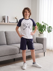 Kids Gaming Graphic Tee and Shorts Outfit Set – Boys Short Sleeve Summer Clothes