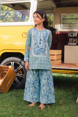 Floral Print Digital Lawn Co-Ord Set with Traditional Farshi Shalwar