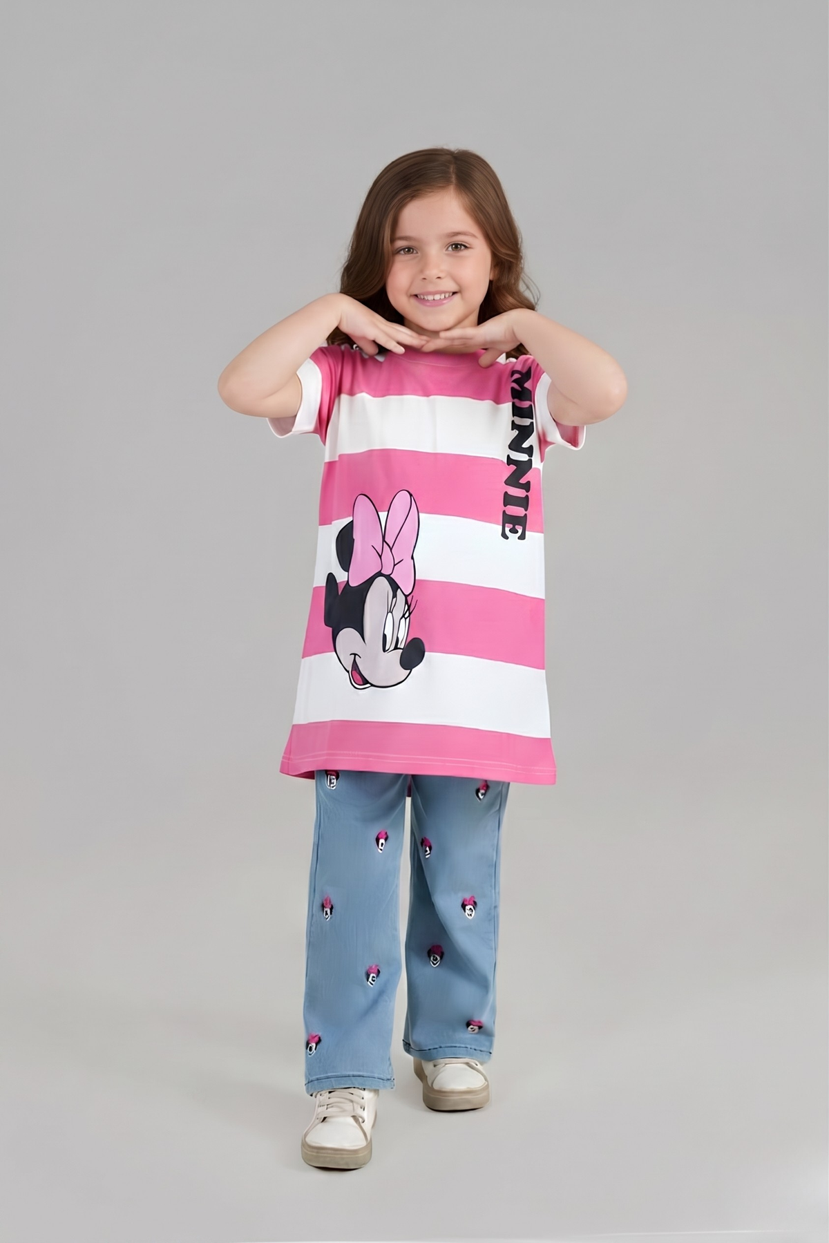 Minnie Mouse Pink & White Striped Long T-Shirt