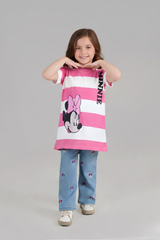 Minnie Mouse Pink & White Striped Long T-Shirt
