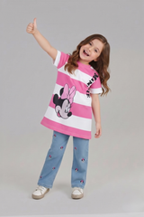 Minnie Mouse Pink & White Striped Long T-Shirt