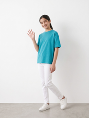 Kids Oversized Pure Cotton Crewneck T-Shirt – Vibrant Teal