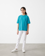 Kids Oversized Pure Cotton Crewneck T-Shirt – Vibrant Teal