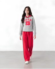 Girls Grey & Red Graphic Fleece Tracksuit