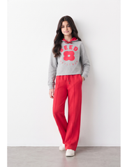 Girls Grey & Red Graphic Fleece Tracksuit