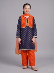 Navy Jacquard 'Koti' Kurta and Trouser