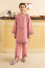Girls Pink Embroidered 2 – Dobby Cotton Piece Kids Eastern Wear