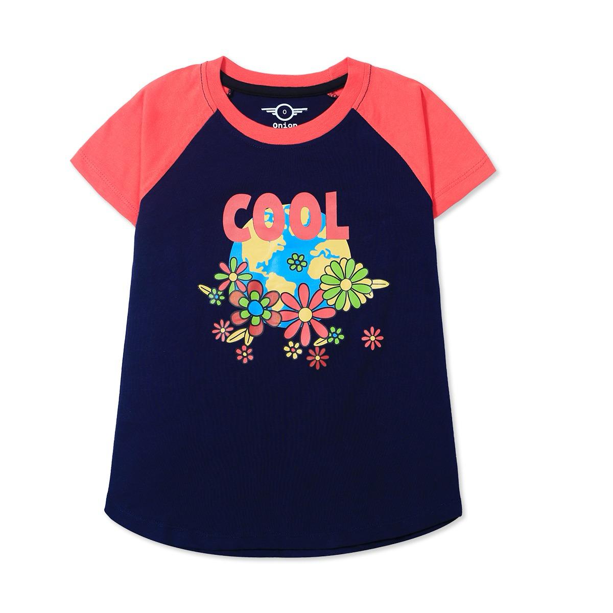 Girls Pure Cotton Floral Graphic T-Shirt
