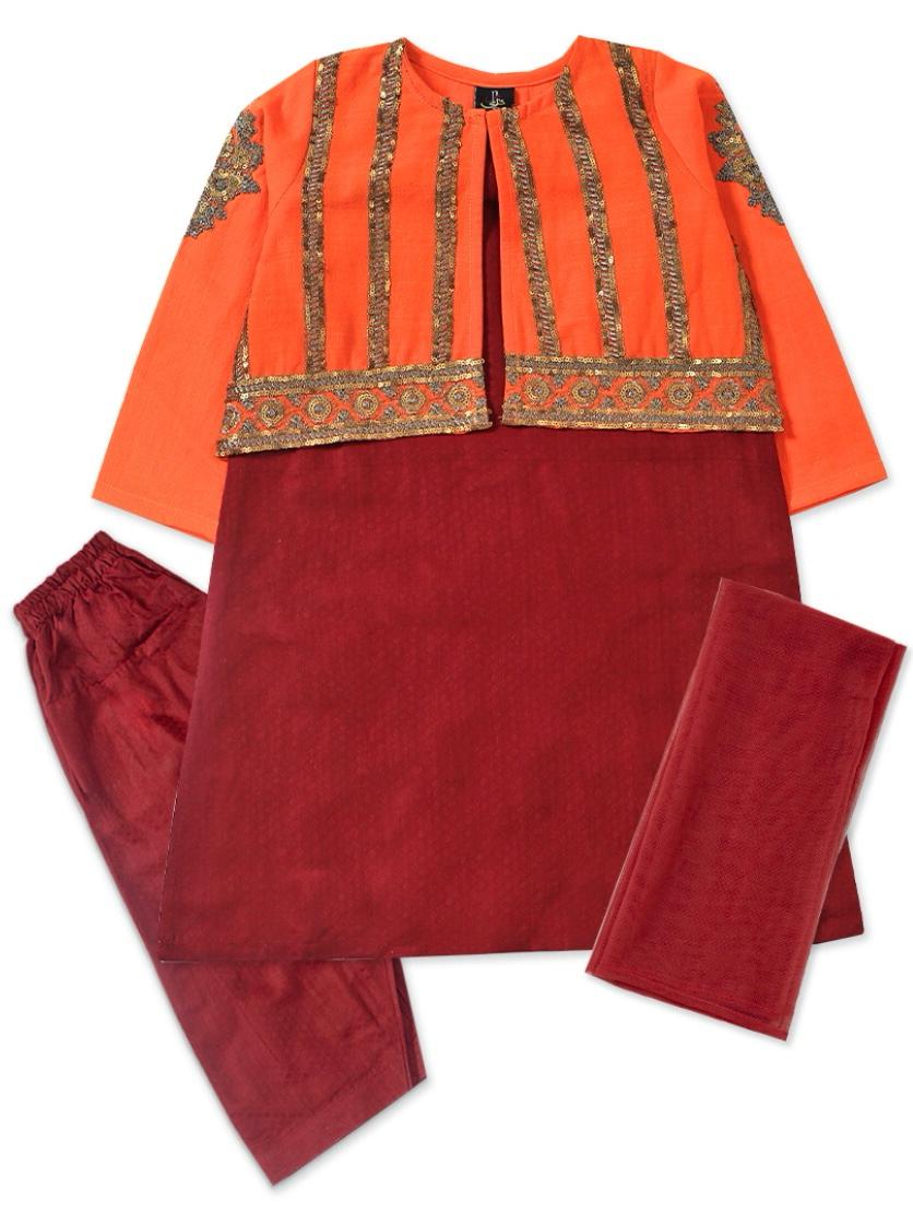 COTTON LAWN SHIRT ,TROUSER and KOTI WITH NET DOPATA