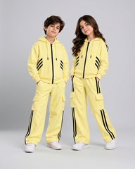 Kids Unisex Zip-up Fleece Tracksuit – Hoodie & Cargo Trouser Set