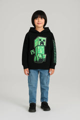 Minecraft Creeper Kids Hoodie – Black | 100% Cotton Fleece