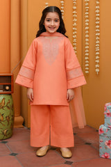 Girls Eastern Wear 3-Piece Suit – Embroidered Self Print Winter Cotton