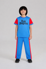 Los Angeles 2-Piece Cotton Set - Blue/Red Athletic Loungewear