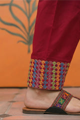 Girls Premium 3-Piece Embroidered Cotton Suit with Net Dupatta – Festive & Casual Wear