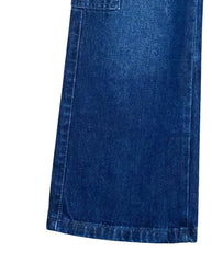 Kids Wide-Leg Denim Cargo Pants (Dark Blue)