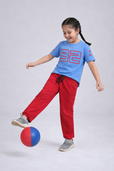 Kids' "Star 92" Athletic Co-ord Set – Light Blue & Red