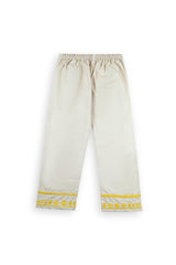 Girls Eastern Cotton Suit – Off-White with Yellow Embroidery