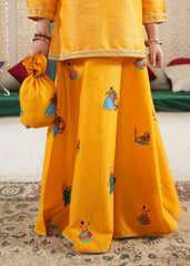 Ivory Elegance: 3-Piece Girls' Cotton Jacquard Lehnga Choli Set