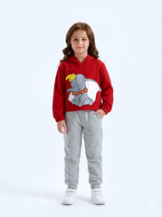 Kids Dumbo Red Short Body hoodie suit with Grey Trouser
